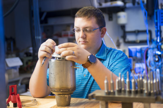 Student Building a Jet Engine